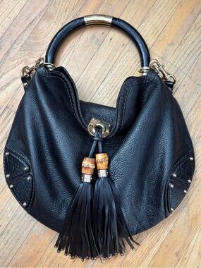 Gucci Indy Black Leather Hobo Bag